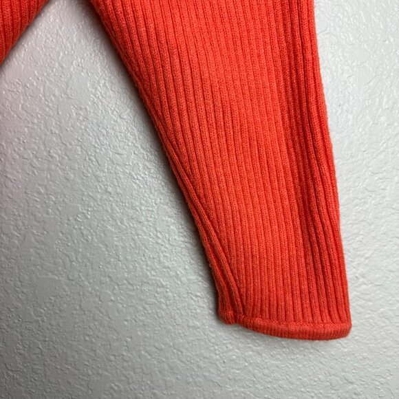 Anthropologie Kendall Cropped Ribbed Knit Orange Coral Sweater Small - Picture 6 of 10